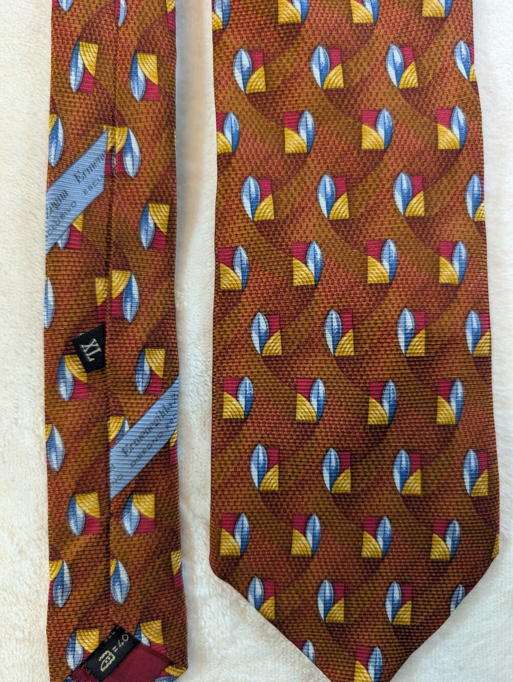 Ermenegildo Zegna Italy Silk Tie Brown Geometric Necktie Luxury Designer